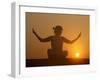 Sunset Meditation in the Desert, Abu Dhabi, United Arab Emirates, Middle East-null-Framed Photographic Print