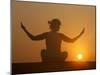 Sunset Meditation in the Desert, Abu Dhabi, United Arab Emirates, Middle East-null-Mounted Photographic Print