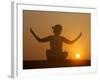 Sunset Meditation in the Desert, Abu Dhabi, United Arab Emirates, Middle East-null-Framed Photographic Print