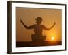 Sunset Meditation in the Desert, Abu Dhabi, United Arab Emirates, Middle East-null-Framed Photographic Print