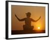 Sunset Meditation in the Desert, Abu Dhabi, United Arab Emirates, Middle East-null-Framed Photographic Print