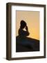 Sunset meditation in the desert, Abu Dhabi, United Arab Emirates-Godong-Framed Photographic Print