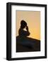 Sunset meditation in the desert, Abu Dhabi, United Arab Emirates-Godong-Framed Photographic Print