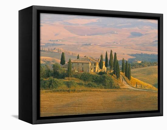 Sunset Near San Quirico D'Orcia, Val D'Orcia, Siena Province, Tuscany, Italy, Europe-Sergio Pitamitz-Framed Stretched Canvas