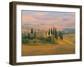 Sunset Near San Quirico D'Orcia, Val D'Orcia, Siena Province, Tuscany, Italy, Europe-Sergio Pitamitz-Framed Photographic Print