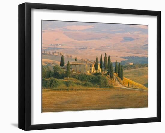 Sunset Near San Quirico D'Orcia, Val D'Orcia, Siena Province, Tuscany, Italy, Europe-Sergio Pitamitz-Framed Photographic Print