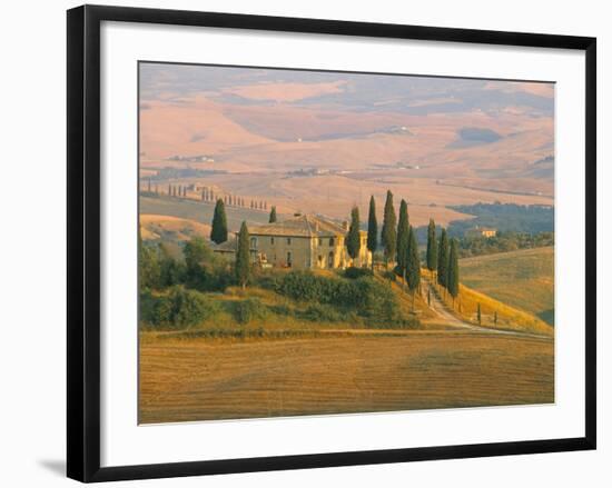 Sunset Near San Quirico D'Orcia, Val D'Orcia, Siena Province, Tuscany, Italy, Europe-Sergio Pitamitz-Framed Photographic Print