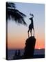 Sunset Near the Deer Monument at the Olas Altas, Mazatlan, Mexico-Charles Sleicher-Stretched Canvas