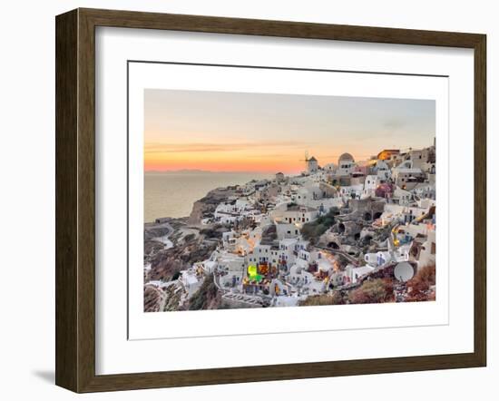 Sunset Oia - Santorini Greece-null-Framed Art Print