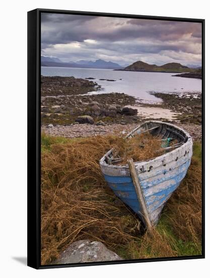 Sunset, Old Blue Fishing Boat, Inverasdale, Loch Ewe, Wester Ross, North West Scotland-Neale Clarke-Framed Stretched Canvas