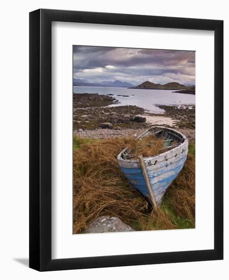 Sunset, Old Blue Fishing Boat, Inverasdale, Loch Ewe, Wester Ross, North West Scotland-Neale Clarke-Framed Photographic Print