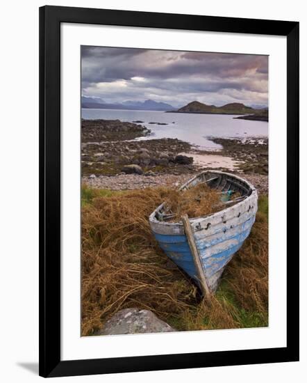 Sunset, Old Blue Fishing Boat, Inverasdale, Loch Ewe, Wester Ross, North West Scotland-Neale Clarke-Framed Photographic Print