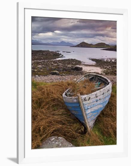 Sunset, Old Blue Fishing Boat, Inverasdale, Loch Ewe, Wester Ross, North West Scotland-Neale Clarke-Framed Photographic Print