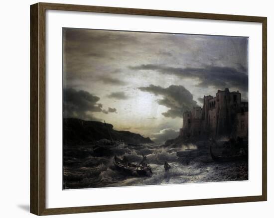 Sunset on a Headland in Porto Venere in the Gulf in Spezia-Andreas Achenbach-Framed Art Print