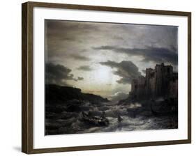 Sunset on a Headland in Porto Venere in the Gulf in Spezia-Andreas Achenbach-Framed Art Print