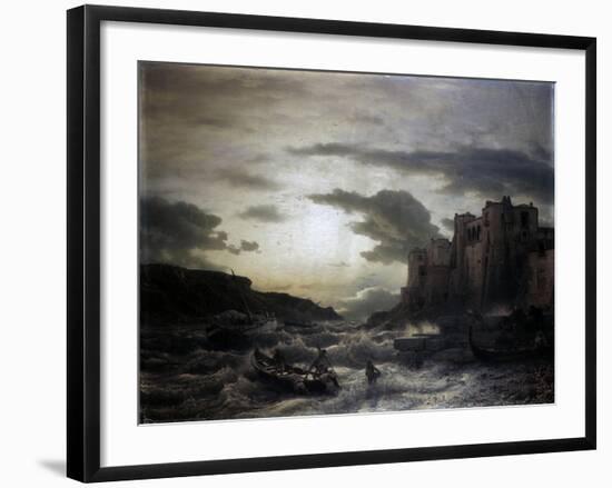 Sunset on a Headland in Porto Venere in the Gulf in Spezia-Andreas Achenbach-Framed Art Print