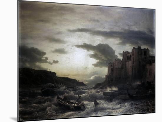 Sunset on a Headland in Porto Venere in the Gulf in Spezia-Andreas Achenbach-Mounted Art Print