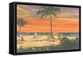 Sunset on a Tropical Beach-null-Framed Stretched Canvas