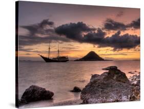 Sunset on Anchored Phinisi Schooner, Komodo National Park, Indonesia-Jones-Shimlock-Stretched Canvas