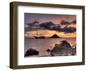 Sunset on Anchored Phinisi Schooner, Komodo National Park, Indonesia-Jones-Shimlock-Framed Photographic Print