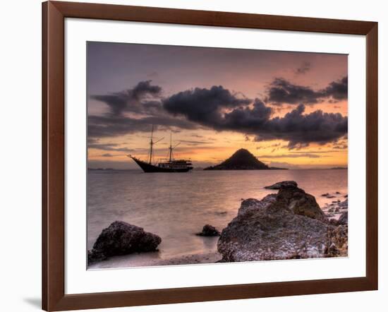 Sunset on Anchored Phinisi Schooner, Komodo National Park, Indonesia-Jones-Shimlock-Framed Photographic Print