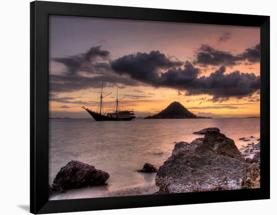 Sunset on Anchored Phinisi Schooner, Komodo National Park, Indonesia-Jones-Shimlock-Framed Photographic Print