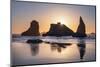 Sunset on Bandon Beach at low tide, Bandon,, Oregon-Alan Majchrowicz-Mounted Photographic Print