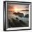 Sunset on Barricane Beach, Woolacombe, Devon, England. Summer-Adam Burton-Framed Photographic Print