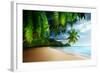 Sunset on Beach Anse Takamaka of Mahe Island, Seychelles-Iakov Kalinin-Framed Photographic Print