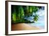 Sunset on Beach Anse Takamaka of Mahe Island, Seychelles-Iakov Kalinin-Framed Photographic Print