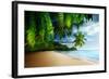 Sunset on Beach Anse Takamaka of Mahe Island, Seychelles-Iakov Kalinin-Framed Photographic Print