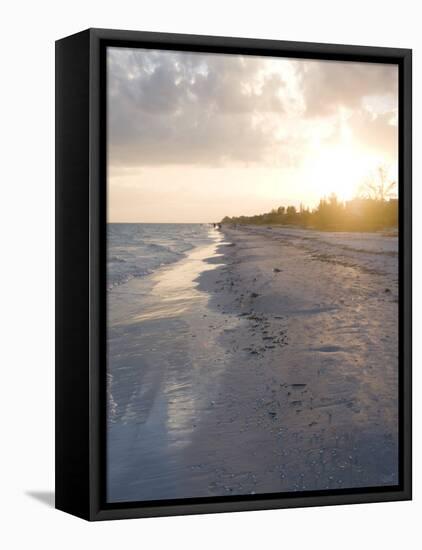 Sunset on Beach, Sanibel Island, Gulf Coast, Florida, United States of America, North America-Robert Harding-Framed Stretched Canvas