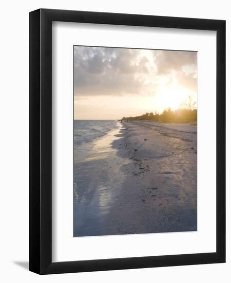 Sunset on Beach, Sanibel Island, Gulf Coast, Florida, United States of America, North America-Robert Harding-Framed Photographic Print