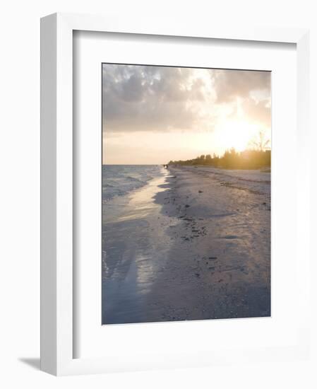 Sunset on Beach, Sanibel Island, Gulf Coast, Florida, United States of America, North America-Robert Harding-Framed Photographic Print