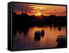 Sunset on Boats in Portsmouth Harbor, New Hampshire, USA-Jerry & Marcy Monkman-Framed Stretched Canvas