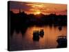 Sunset on Boats in Portsmouth Harbor, New Hampshire, USA-Jerry & Marcy Monkman-Stretched Canvas