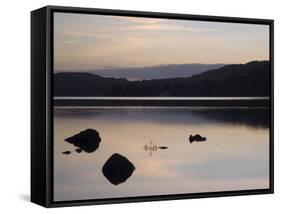 Sunset on Coniston Water in Autumn, Coniston, Lake District National Park, Cumbria, England-Pearl Bucknall-Framed Stretched Canvas