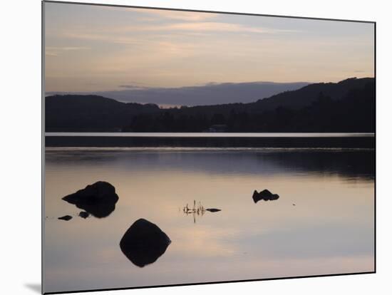 Sunset on Coniston Water in Autumn, Coniston, Lake District National Park, Cumbria, England-Pearl Bucknall-Mounted Photographic Print