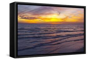 Sunset on Crescent Beach, Siesta Key, Sarasota, Florida, USA-Bernard Friel-Framed Stretched Canvas