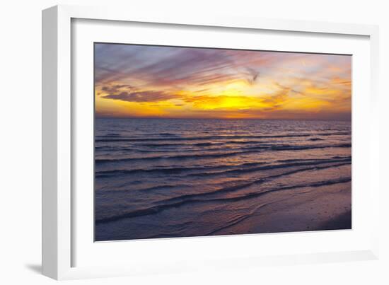 Sunset on Crescent Beach, Siesta Key, Sarasota, Florida, USA-Bernard Friel-Framed Photographic Print