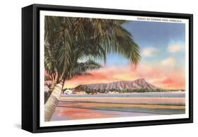 Sunset on Diamond Head, Honolulu, Hawaii-null-Framed Stretched Canvas