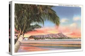 Sunset on Diamond Head, Honolulu, Hawaii-null-Stretched Canvas