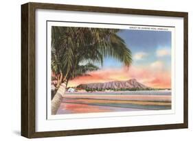 Sunset on Diamond Head, Honolulu, Hawaii-null-Framed Art Print