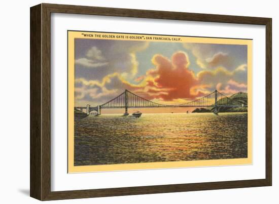 Sunset on Golden Gate Bridge, San Francisco, California-null-Framed Art Print