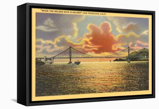 Sunset on Golden Gate Bridge, San Francisco, California-null-Framed Stretched Canvas