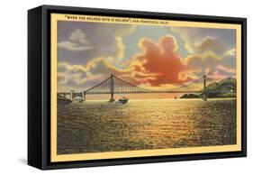 Sunset on Golden Gate Bridge, San Francisco, California-null-Framed Stretched Canvas
