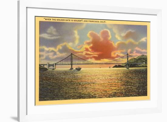 Sunset on Golden Gate Bridge, San Francisco, California-null-Framed Art Print