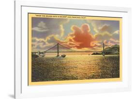 Sunset on Golden Gate Bridge, San Francisco, California-null-Framed Art Print