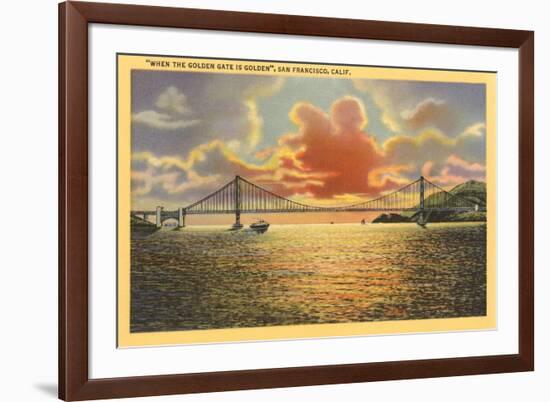 Sunset on Golden Gate Bridge, San Francisco, California-null-Framed Art Print