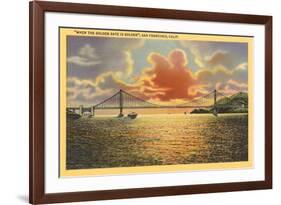 Sunset on Golden Gate Bridge, San Francisco, California-null-Framed Art Print